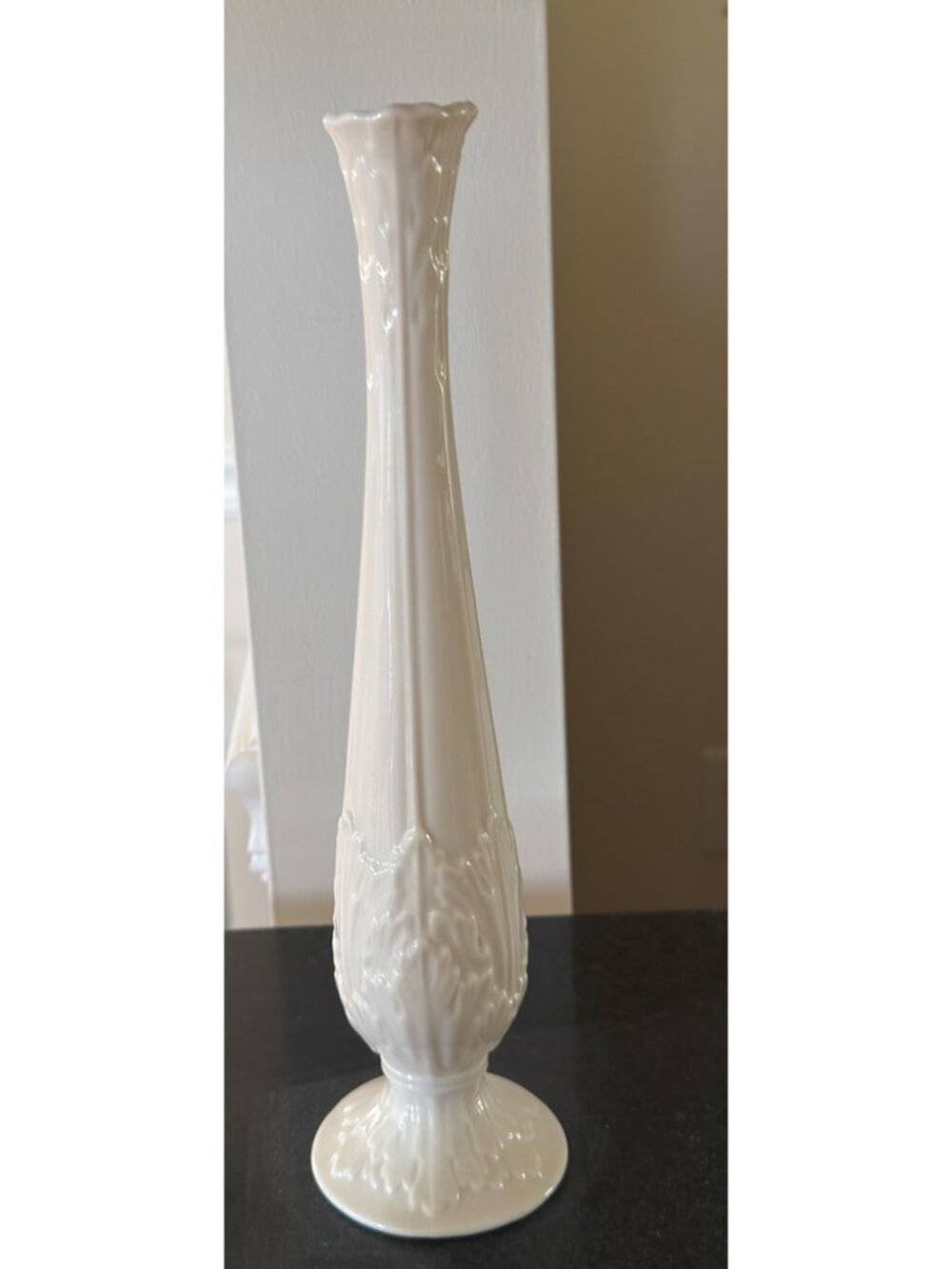 Vintage Lenox Tall Ivory Porcelain Embossed Bud Vase